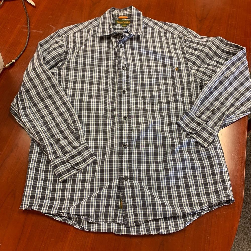 Timberland Blue Plaid Button Down sz M